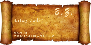 Balog Zoé névjegykártya
