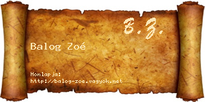Balog Zoé névjegykártya