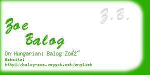 zoe balog business card